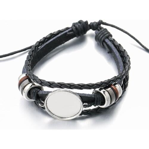 Antique Leather Bracelet Bangle Blank Base Fit 20mm Round Photo Glass Cabochon Setting Bezel Tray DIY Jewelry Making Supplies