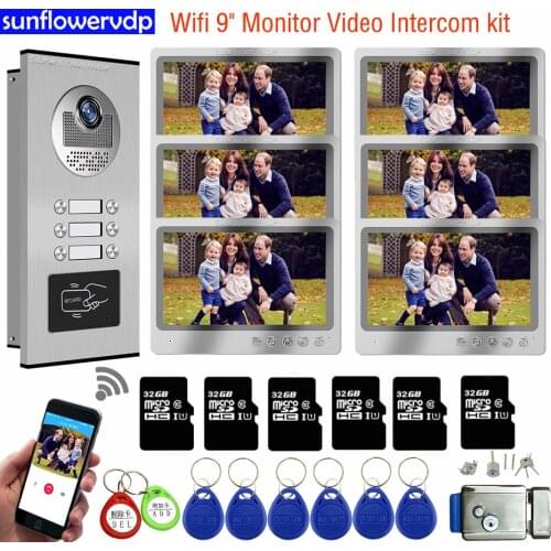 9inch Wifi 32GB Intercoms For 2-6 Apartments Video Intercom Intercoms For a Private House With a Lock Home Security Intercom Kit