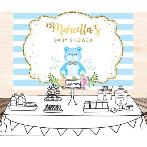 BEIPOTO Blue stripes backdrop for Photography girl birthday party banner bear flower baby shower customize background B-202