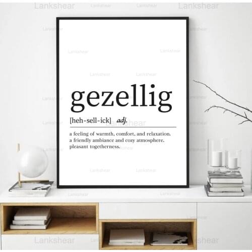Dutch Gezellig Definition Canvas Print Modern Minimalist Poster Gezellig Dictionary Art Painting Office Wall Picture Home Decor