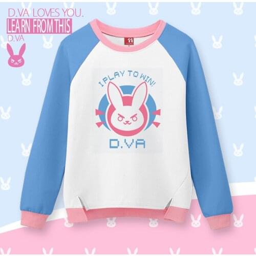 Hot Game Overwatches D.va Crewneck Sweatshirt Autumn Women D.va Long Sleeve Cotton Sweatshirt Cosplay Halloween Costume props