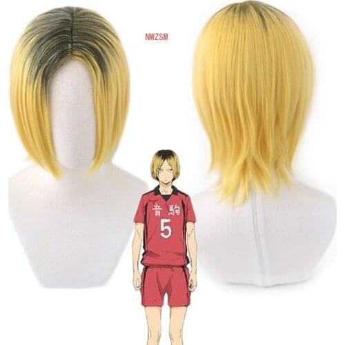 Haikyuu!! Nekoma Kenma Kozume Wig Cosplay Costume Heat Resistant Synthetic Short Hair Haikiyu Party Role Play Wigs