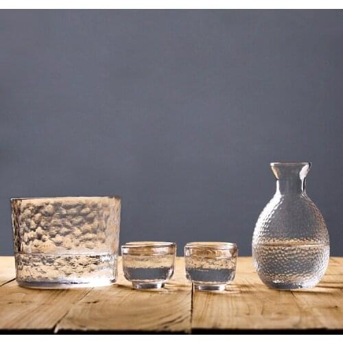 Cold Japanese Sake Set Cup Wine Bottle Glass Modern Creative Sake Set Transparent Vintage Copas De Vino Kitchenware EI50BW
