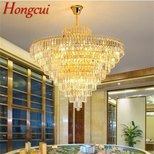 Hongcui Postmodern Gold Chandelier Crystal Pendant Lamp Luxury Light Home LED Fixtures for Living Dining Room