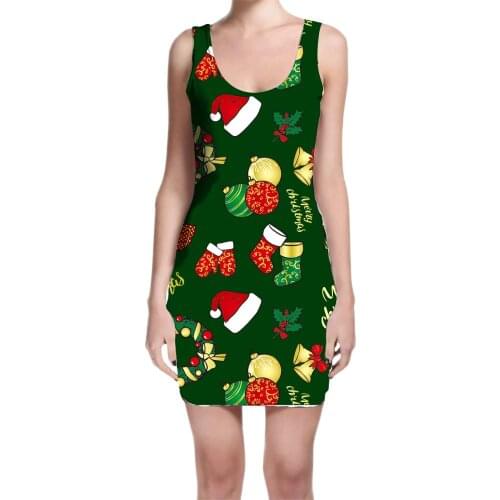 Custom Made Merry Xmas Sublimation Print Milk Silk Dress