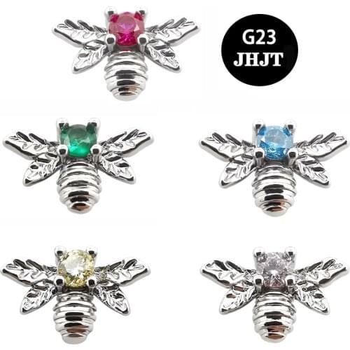 JHJT 1/5PCS Dermal Anchor Little Bee Micro Dermal Anchor Skin Diver Implants Jewelry Body Piercing