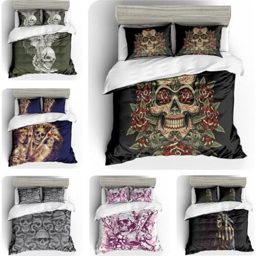 2/3 Pcs 3D Sugar Skull Bedding Set With Pillowcase Polyester Printed Bed Linen Duvet Cover Quilt Cover Set Home Textile sj199