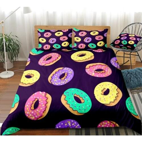 Candy Bedding Set Donuts Duvet Cover Set Girl Boy Kid Bed Linen Cartoon Donuts Home Textile Children Bed Set Doughnut Bedclothes