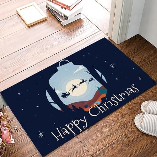 Santa Claus Sky Blue Ball Pattern Bath Rugs Christmas Doormat Non-Slip Door Mat Carpet Bathroom Accessories Customizable