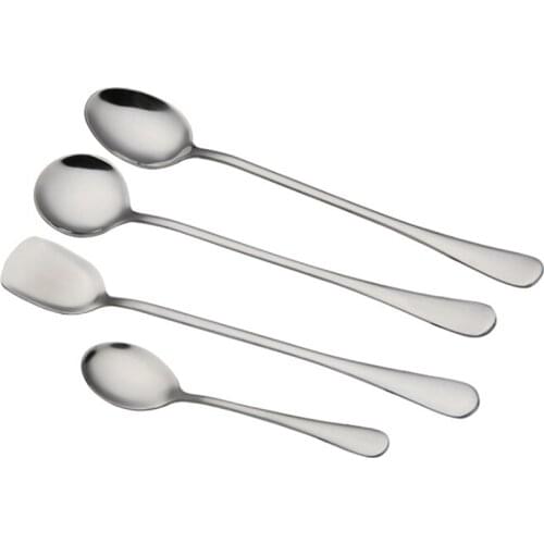 Long Handled Stainless Steel Mixing Spoon Ice Cream Coffee Spoon Teaspoon Cocktail Stirring Spoon Barware Drinking Tool