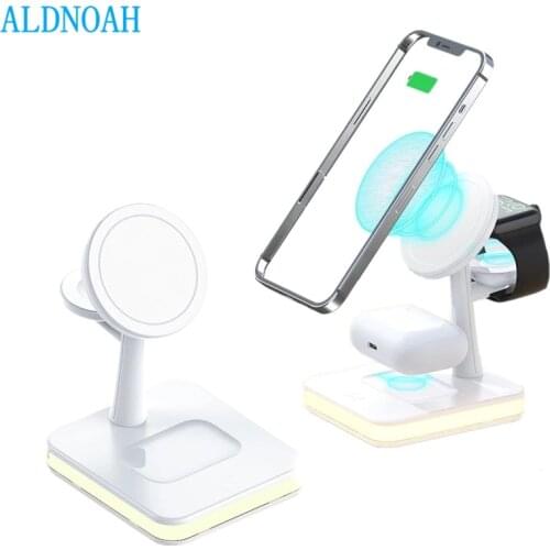 25W 4 in 1 Qi Magnetic Wireless Charger Stand for iPhone 12 11 XS XR 8 AirPods Pro Charging Dock Station For Apple Watch iWatch