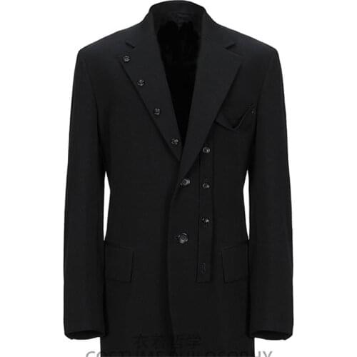 Customized S~6XL NEW 2020 Mens clothing Individually Fashion hairstylist designed button style black plus size suit coat