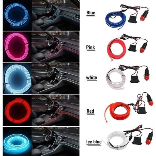 Fuleem 3M 12V EL Wire Cold light lamp Neon Lamp Car Atmosphere Lights Unique Decor