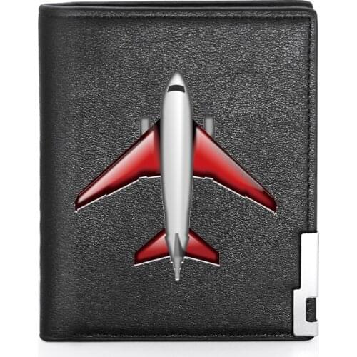 2020 New Fashion Aircraft Theme Printing Wallet Leather Purse For Men Credit Card Holder Short Male Slim Coin Money Bags