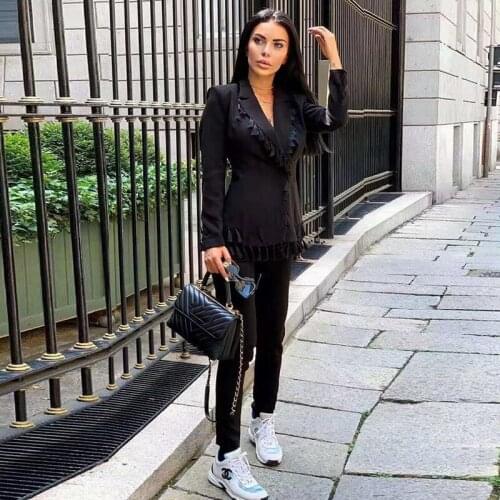 New Arrivak Black Tassel Women Suit 2020 Two Pieces Coat&pants Set Sexy Fashion Winter Jumpsuits High Quality Wholesale