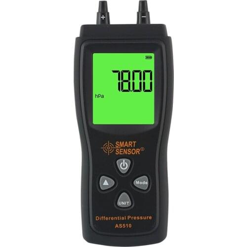 New Smart Sensor AS510 Digital Air Pressure Differential Pressure Meter 0-100 hPa H2O Vacuum Pressure Gauge Meter Manometer