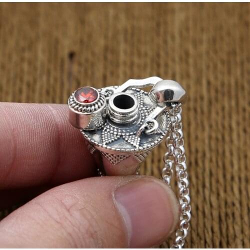 Factory Wholesale S925 Sterling Silver Jewelry Vintage Thai Silver Fashion Men And Women Stupa Box Sweater Chain Pendant