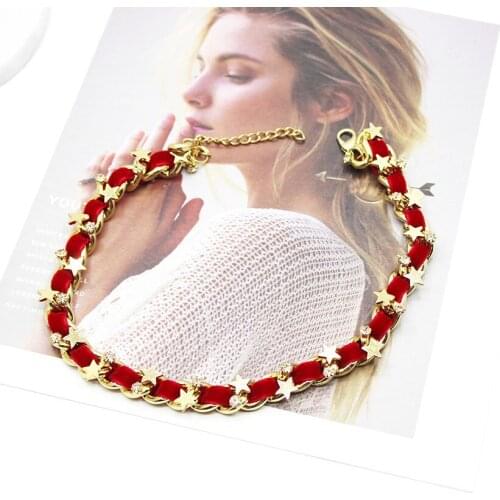 2018 New American style red net with the same chain five-pointed star temperament necklace Fashion wild cocktail necklace 418