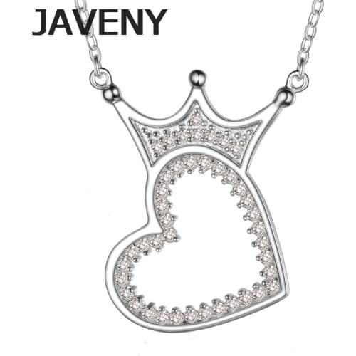 925 Sterling Silver Jewelry Female Gemstone Crown Heart Pendent Necklaces for Women 2019 Statement Jewel Accessories Party Gifts