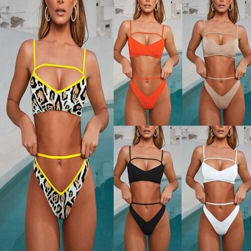 Sexy Leopard Swimsuit Women Push Up Bikini Low Waist Bathing Suit Brazilian Swimwear Maillot De Bain Swimming Beach Bikini Set