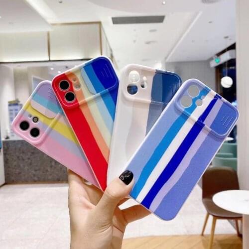 Suitable For iPhone 11 12 Pro Max Mobile Phone Case 8 7 Plus X XS Max Frame Protection Color Shell Thin Soft Lovely Rainbow Set