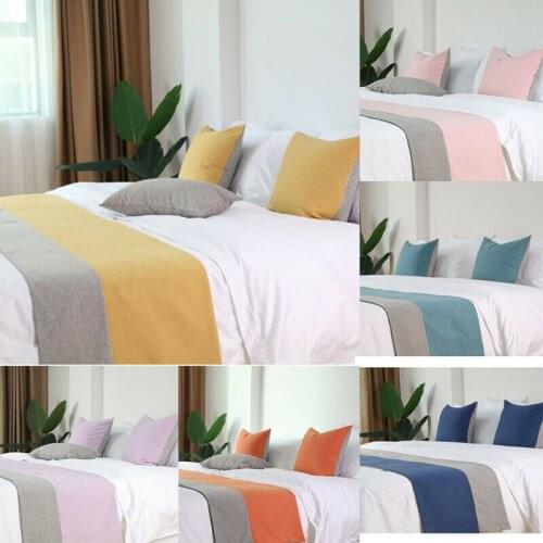 Simple Modern Bed Flag Bed Runner Luxury Homestay Cotton Linen Bed Tail Towel Wedding Room Hotel Bed Tail Pillowcase