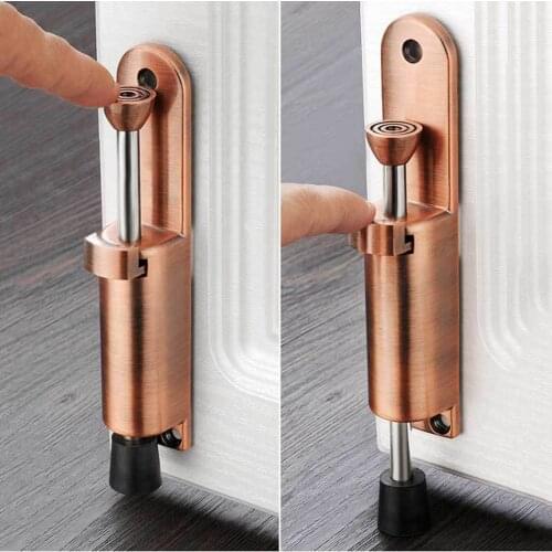 Zinc Alloy Telescopic Door Stopper Heavy Duty Door Stops Foot-Operated Lever Door Stops Adjustable Kickdown Step-On Door Holder