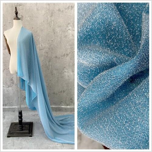 Sky blue sky star Indian yarn fabric flash color texture bright silk screen red yarn fabric