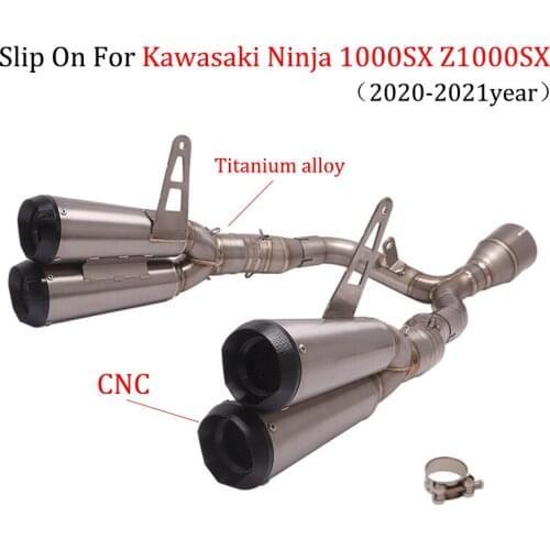 Motorcycle Titanium alloy exhaust System Modified Middle Link Pipe Muffler Slip On For kawasaki ninja 1000sx z1000sx 2020 2021
