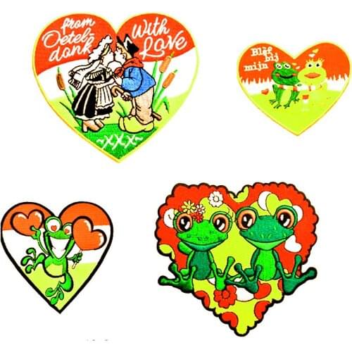 Netherlands Frog Netherland Full Embroidered Patches For Clothing Oeteldonk Embleem Cartoon Iron-on Badge Applique Decor