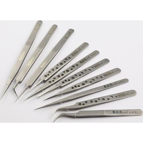 High Precision Stainless Steel Tweezers Industrial Electronics Curved Straight Forceps Mobile Phone Hand Repair Tools Tweezers