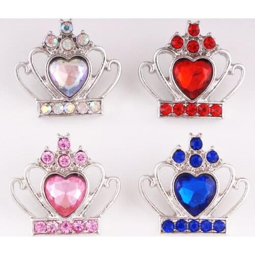 XH7663 red blue Crown Metal 18mm Snap button fit snap bracelet For Women