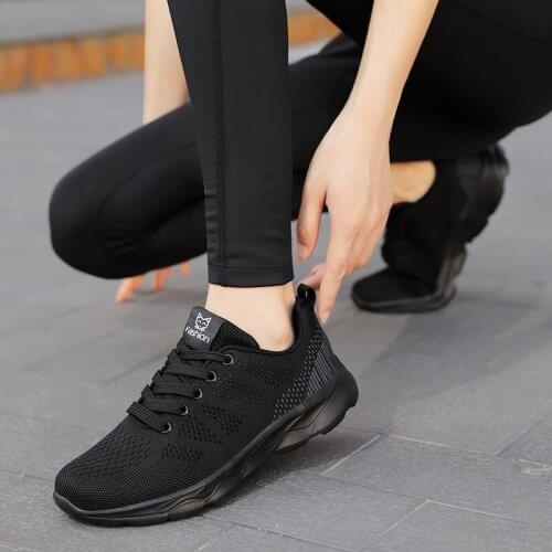 Women Casual Shoes Fashion Breathable Walking Mesh Flat Shoes Sneakers Women 2021 Gym Vulcanized Shoes Black Female Footwear