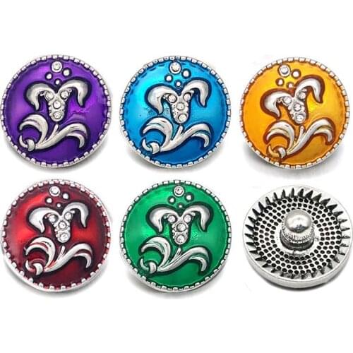 Flower w409 3D 18mm 20mm rhinestone metal snap button for Bracelet Necklace Interchangeable Jewelry Women accessorie findings