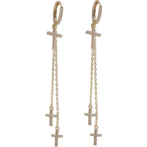 925 Sterling Silver Earring Fashion Zircon Double Chain Star Long Tassel Drop Earring Sweet Temperament Wild Woman Girl Ear Jewe