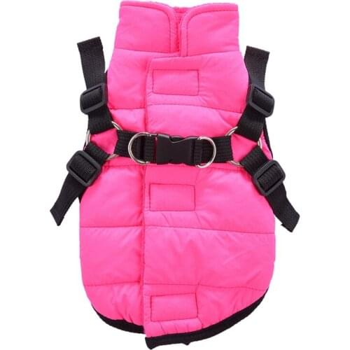 Winter Pet Dog Clothes Warm Sleeveless Cotton Jacket Thickened Coat Vest With Harness Chihuahua French Bulldog Down Outfits