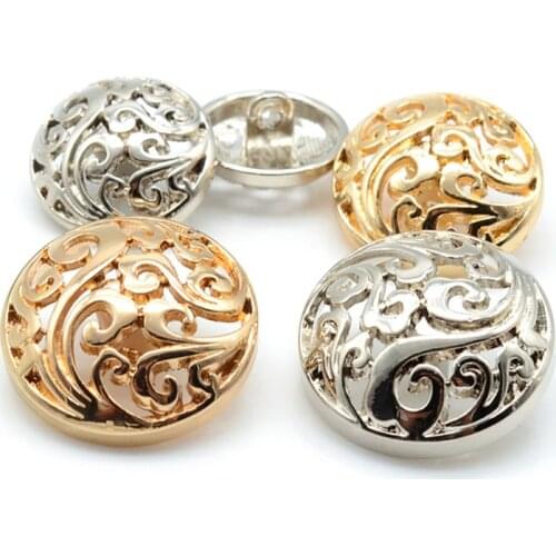 10 Pcs 15-20 MM Dia. Metal Buttons for Clothing Alloy Gold Silver Plated Vintage Windbreaker Jacket Buttons DIY Sewing Supplies