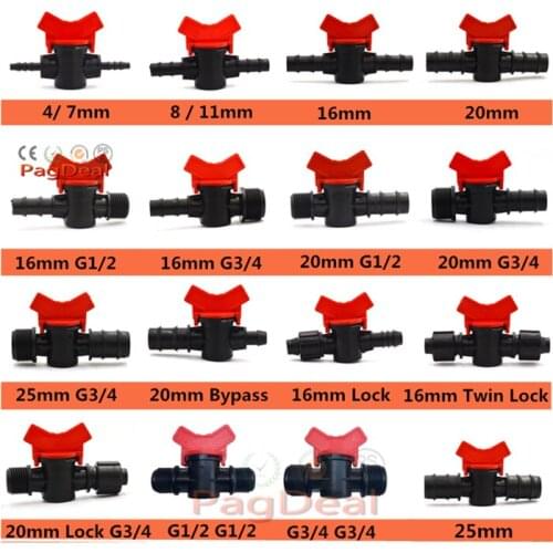 20pcs Drip Irrigation Switch Valve 16mm 1/2 Inch Male Barbed Water Valve PE PVC Pipe Home Garden Greenhouse Micro Irrigation