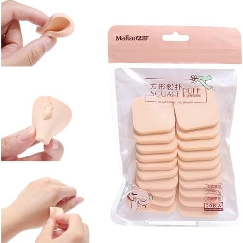 20pcs Square Face Makeup Cosmetic Puff Portable Soft Foundation Sponge Dry And Wet Blending Concealer Cream Puff Sponges
