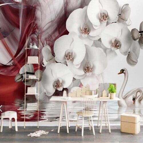 3D Abstract Moth Orchid Flower Swan Mural Photo Wallpaper papel parede rolo for Living Room Home Wall Decorative Custom Any Size