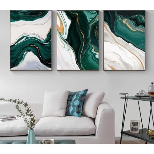 Abstract Gold Green Foil Lines Canvas Art Paintings for Living Room Bedroom Posters and Prints Wall Poster Home Decor No Frame