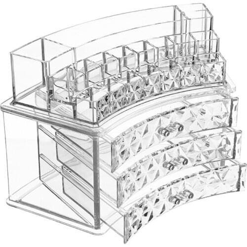 Acrylic storage drawer Multi-porous cosmetics jewelry storage organizer Transparent plastic porous lipstick storage box