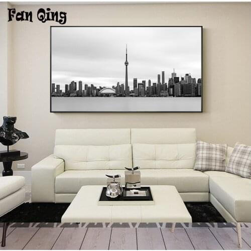 DIY 5D Diamond Painting Toronto skyline in black and white Full square /round Cross Stitch Rhinestone Mosaic Home Decor Picture
