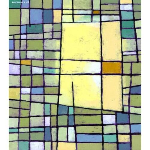 Large Contemporary art abstract oil paintings Lemon Squeeze yellow green colorful modern canvas artwork for living room handmade