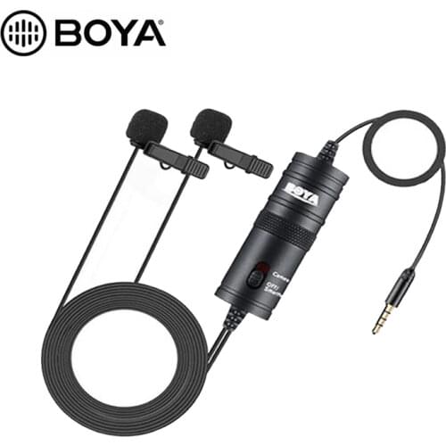 BOYA BY-M1DM Mic Phone Lavalier Camera Double head Microphone Lapel condensor Mic for Xiaomi Collar iPhone Xs X Canon DSLR