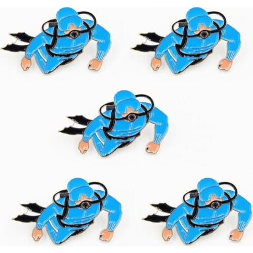 LOTS 5pcs Scuba Diver Lapel Pin Badge Underwater Diving Brooch free shipping Fans Gifts Jewelry 3.5 X 2.2 CM