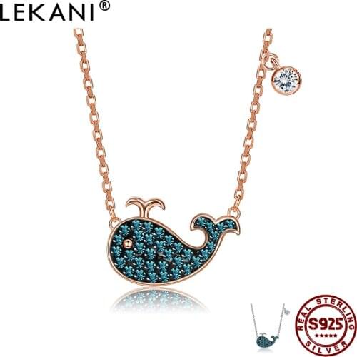 LEKANI Dolphin Cubic Zircon S925 Sterling Silver Exquisite Fashion Woman Necklace Cute Fine Jewelry Girlfriend Anniversary Gift