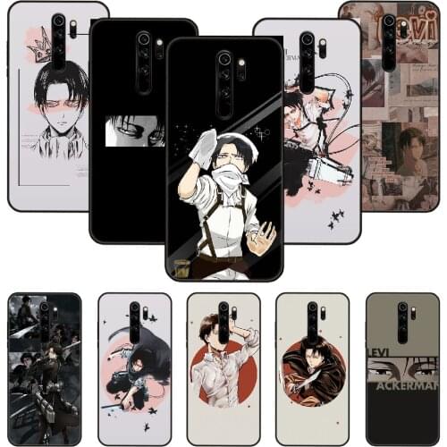 Phone Case For Xiaomi Redmi Note 8 8T 7 7A 9 9S 8A 4 5 Pro Black Cover Waterproof Art Funda Anime Attack On Titan Levi Ackerman