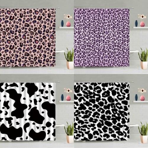Color Leopard Shower Curtain African Wild Animals Fashion Print Bathtub Decoration Screen Washable With Hooks Hanging Curtains