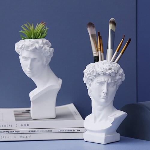 David/Venus Head Portrait Vase Decoration Home Gardening Art Decorative Sculpture Flower Pot Fashion Handmade Desk Pen holder